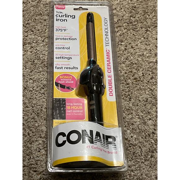 CONAIR Curl Iron 1/2” Double Ceramic Technology 30 Temperature Settings - Picture 1 of 6